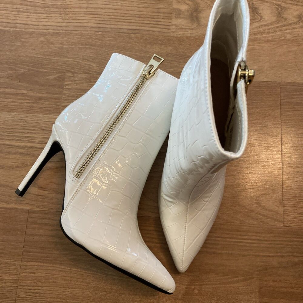 I.N.C. International Concepts Womens Sarishaa Zip Booties White Croc 7M - Picture 10 of 16